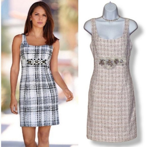 NWOT Boston Proper Embellished Tweed Dress - Picture 1 of 6